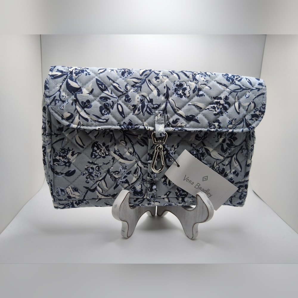 Vera Bradley Gray and Blue Floral Quilted Clutch